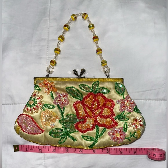 Handbags - Mini yellow handbag with rhinestones